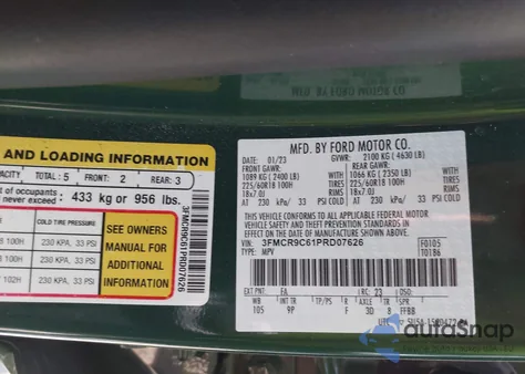 2023 Ford Bronco Sport Outer Banks from USA, damaged, VIN 3FMCR9C61PRD07626